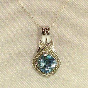 New Blue Doublet Cubic Zirconias Silver DESIGNER Necklace